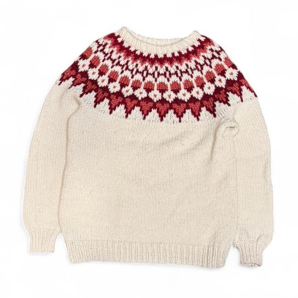 Vintage Aztec Pink Cream Handmade Knit Sweater - Picture 1 of 3